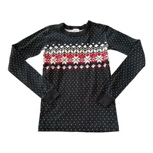 Long John Pajama Top Hanna Andersson Unisex 12 Christmas Black Fair Isle Holiday